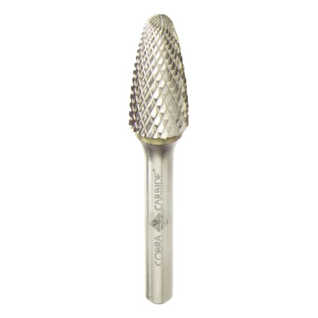 Cobra Carbide Carbide Burr, Single Cut Shape F Regular Length, SF-1A, 1/4 10846